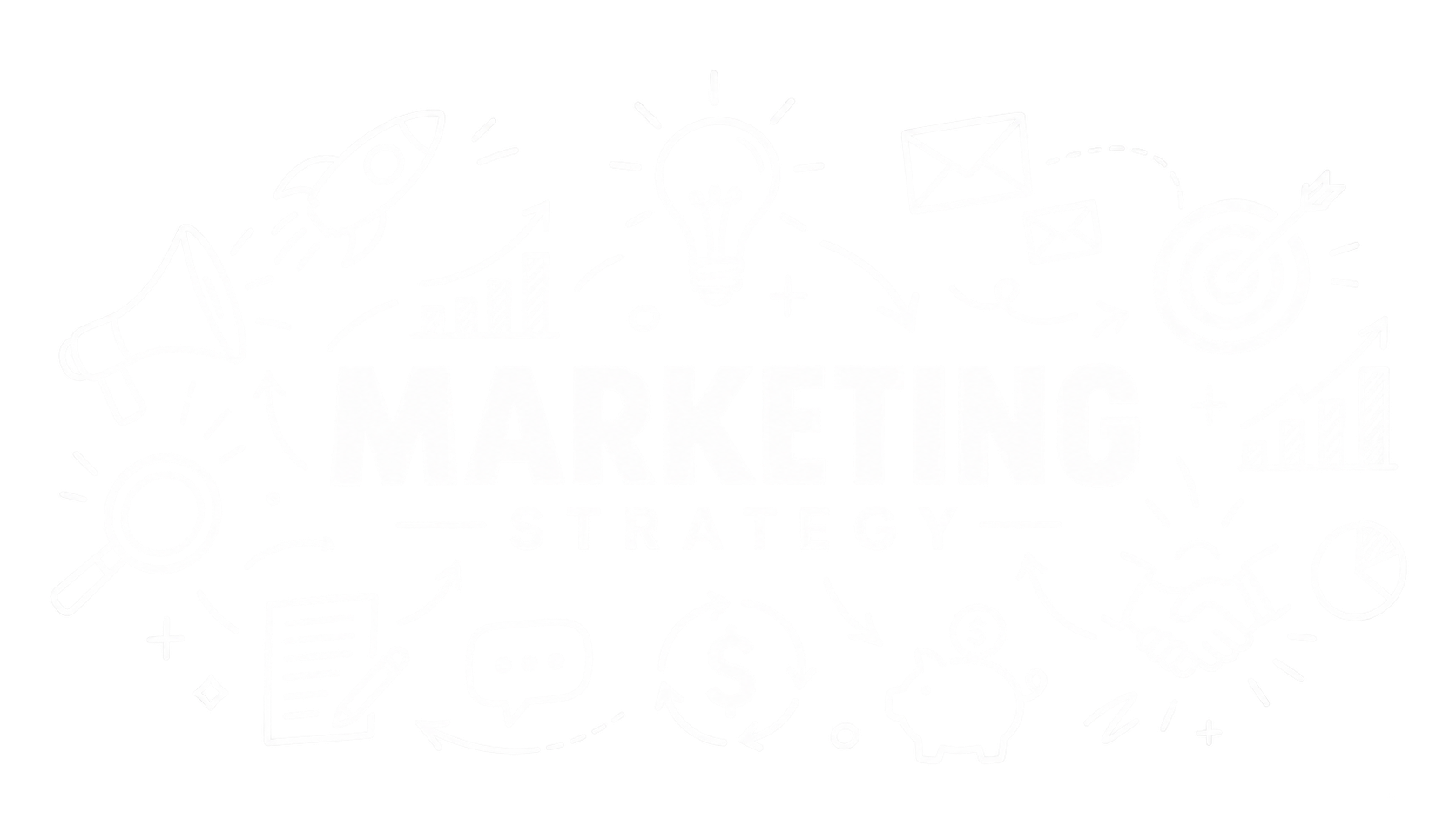 Marketingová strategie s propojenými ikonami kampaní, obsahu, měření a růstu