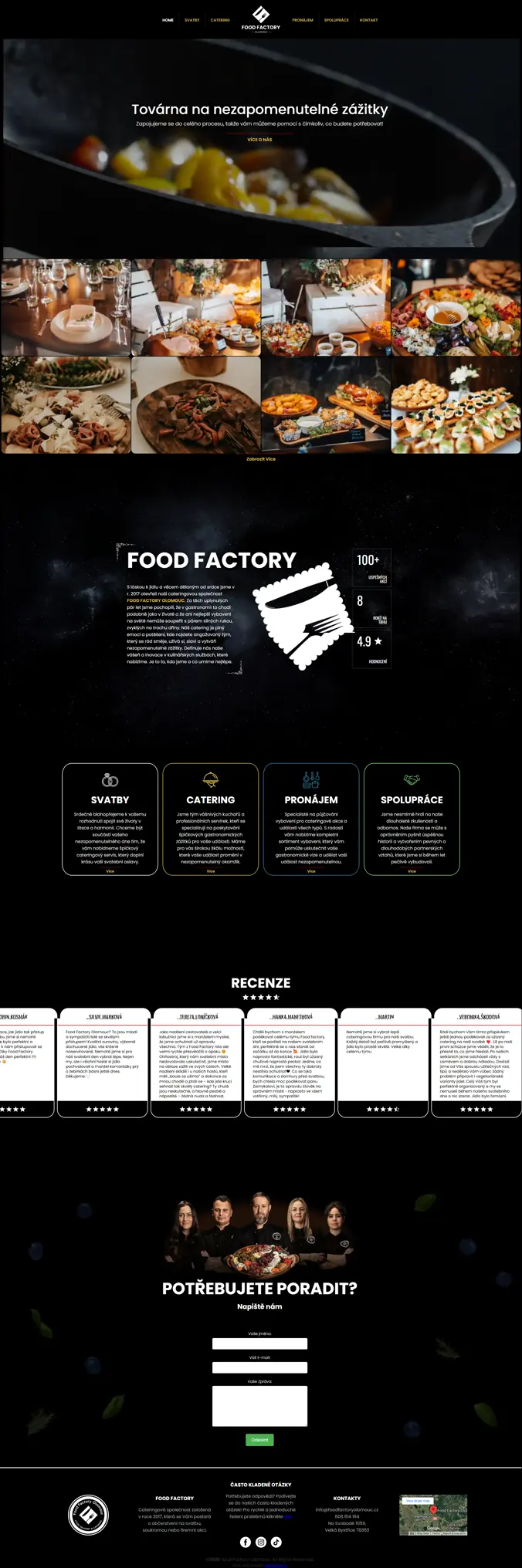 Ukázka webu Food Factory Olomouc