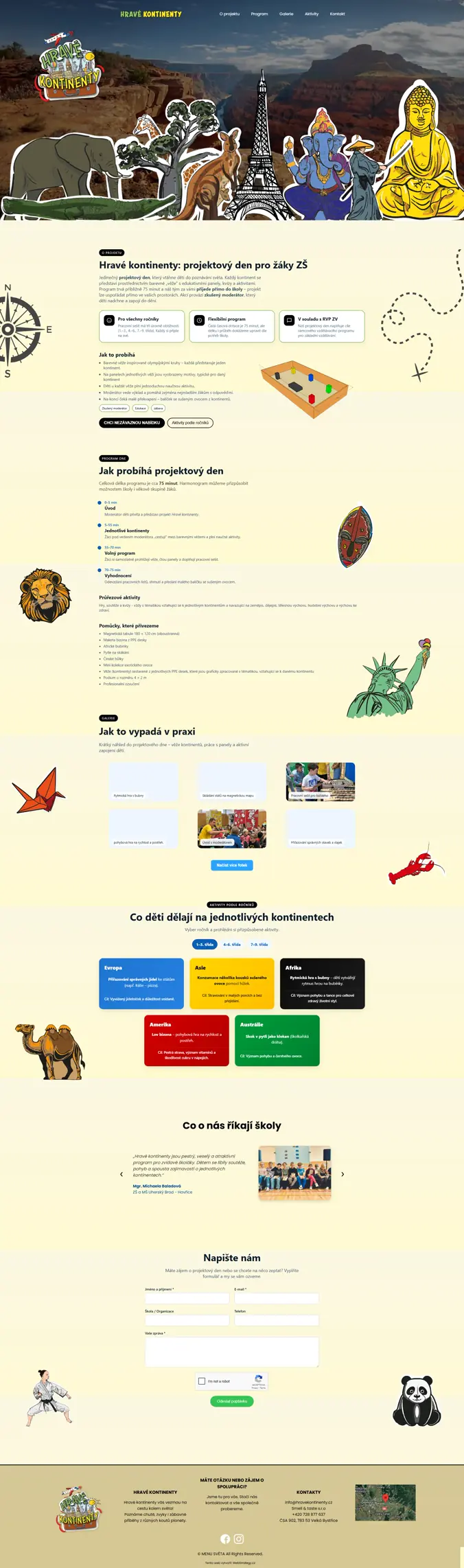 Ukázka webu Hravé kontinenty